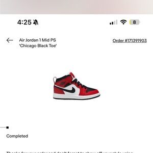 Jordan Kids' Chicago Black Toe Sneakers - Red/Black/White